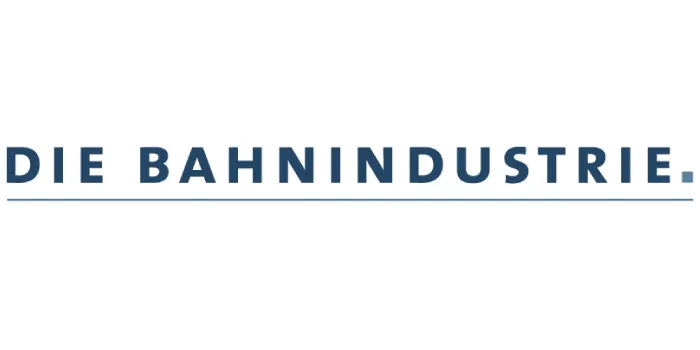 Blaues Logo des Verbands der Bahnindustrie in schlichtem Design.