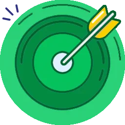 Grünes Icon: Zielscheibe mit Pfeil symbolisiert Zielerreichung oder Strategie.